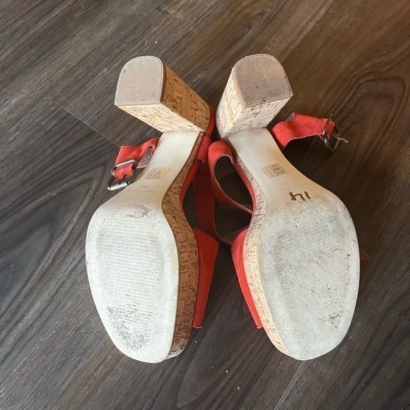 Free People Womens Cork Platform Sandals Shoes Red - Picture 8 of 13